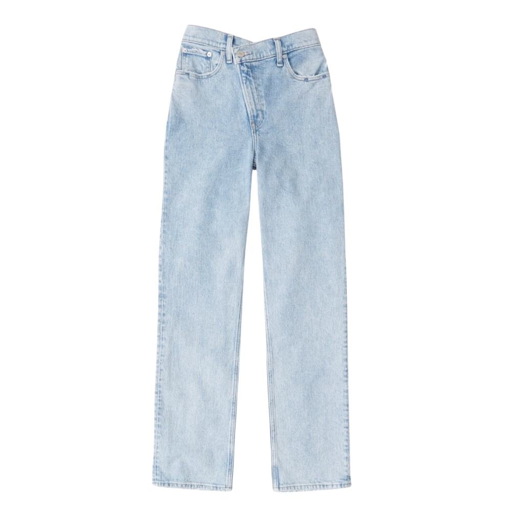 Abercrombie & Fitch The 90 Straight Leg Ultra High Rise Washed Blue Jeans Size 4